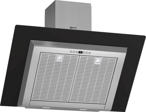 D39GL64S0B Extra wide chimney hood Stainless steel with black glass canopy