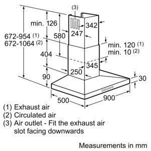 D69SH52N0B Extra wide chimney hood Stainless steel