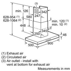 D79SH52N0B Extra wide chimney hood Stainless steel