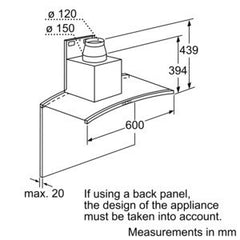 D86DK62N0B Chimney hood Stainless steel