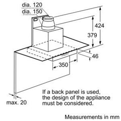 D86EH52N0B Chimney hood Stainless steel with glass canopy sides