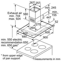Exxcel island chimney hood with glass canopy DIA098E50B brushed steel
