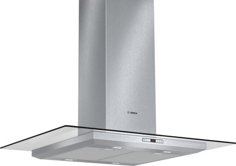 Exxcel island chimney hood with glass canopy DIA098E50B brushed steel