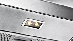 Exxcel island chimney hood with glass canopy DIA098E50B brushed steel