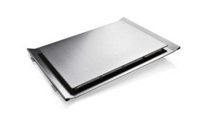 Slimline box style 90 cm wide island chimney hood DIB091K50B Brushed steel