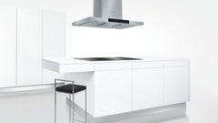 Slimline box style 90 cm wide island chimney hood DIB091K50B Brushed steel