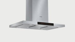 Slimline box style 90 cm wide island chimney hood DIB091K50B Brushed steel