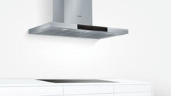 Slimline box style 90 cm wide Chimney extractor hood DWB098J50B Brushed steel
