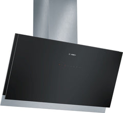 angled glass design 90 cm wide Chimney extractor hood DWK098G61B Black