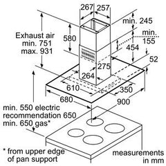 I89EH52N0B Island chimney hood Stainless steel with glass canopy sides