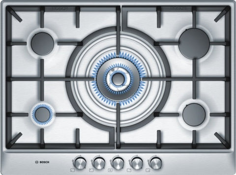 Classixx 5 burner gas hob with wok style central burner PCQ715B90E brushed steel