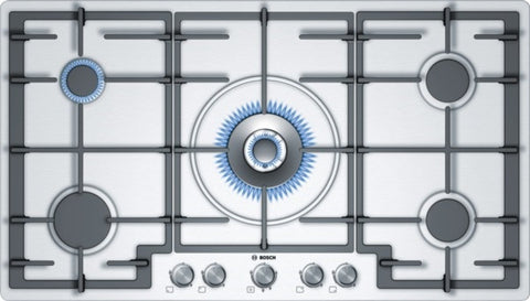 Classixx 5 burner gas hob with wok style central burner PCR915B91E brushed steel