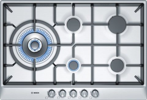 Classixx 5 burner gas hob with wok style burner PCS815B90E brushed steel