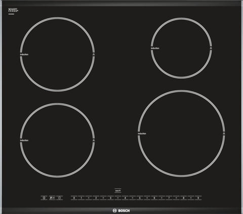 Logixx 4 zone ceramic induction hob PIE675N14E brushed steel trim