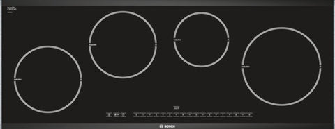 Logixx 4 zone ceramic induction hob PIE975N14E black glass with stainless steel trim