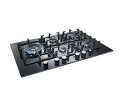 Exxcel 5 burner gas hob with wok style burner PPS816M91E, premium black with frameless design