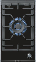 Logixx Wok style domino gas hob with ceramic base PRA326B70E brushed steel trim