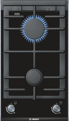 Logixx 2 burner domino gas hob with ceramic base PRB326B70E brushed steel trim