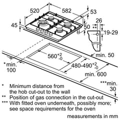 T23R46N0 Gas hob Stainless steel