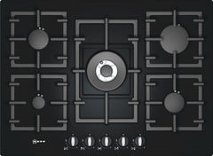 T63S46S1 Extra wide gas hob on tempered glass Black tempered glass