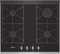 T66S66N0 Gas hob on ceramic glass Black ceramic glass with stainless steel trim