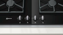 T66S66N0 Gas hob on ceramic glass Black ceramic glass with stainless steel trim